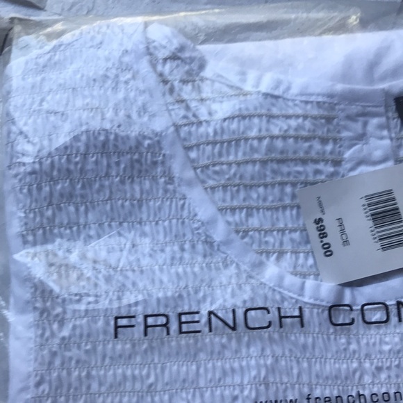 NWT French Connection Smocked Mid-Calf Midi Dress White Size 2 - Picture 4 of 6